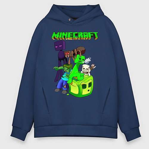 Мужское худи оверсайз Minecraft / Тёмно-синий – фото 1