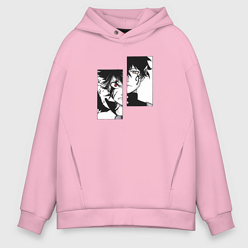 Мужское худи оверсайз Черный клевер / Светло-розовый – фото 1