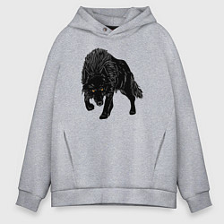 Толстовка оверсайз мужская Черный Волк, цвет: меланж