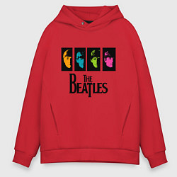 Толстовка оверсайз мужская Всемирный день The Beatles, цвет: красный