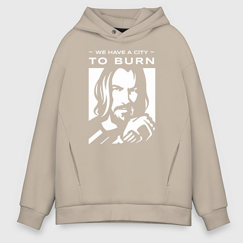 Мужское худи оверсайз WE HAVE A CITY TO BURN / Миндальный – фото 1