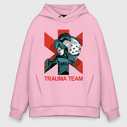 Толстовка оверсайз мужская TRAUMA TEAM Cyberpunk 2077, цвет: светло-розовый