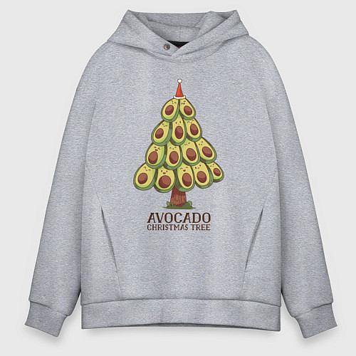 Мужское худи оверсайз Avocado Christmas Tree / Меланж – фото 1