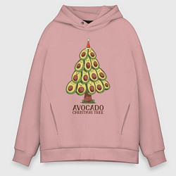 Толстовка оверсайз мужская Avocado Christmas Tree, цвет: пыльно-розовый