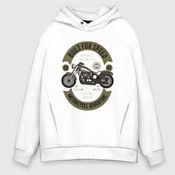 Толстовка оверсайз мужская Мотоциклетное приключение, цвет: белый