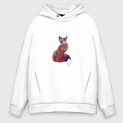 Толстовка оверсайз мужская Геометрическая лиса, цвет: белый