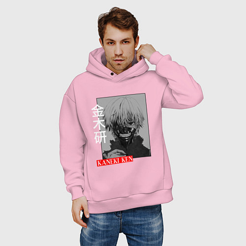 Мужское худи оверсайз ТОКИЙСКИЙ ГУЛЬ / Светло-розовый – фото 3