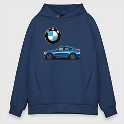 Толстовка оверсайз мужская BMW X6, цвет: тёмно-синий