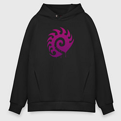 Толстовка оверсайз мужская Zerg logo Purple, цвет: черный