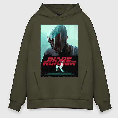 Мужское худи оверсайз Слезы в дожде Blade Runner / Хаки – фото 1