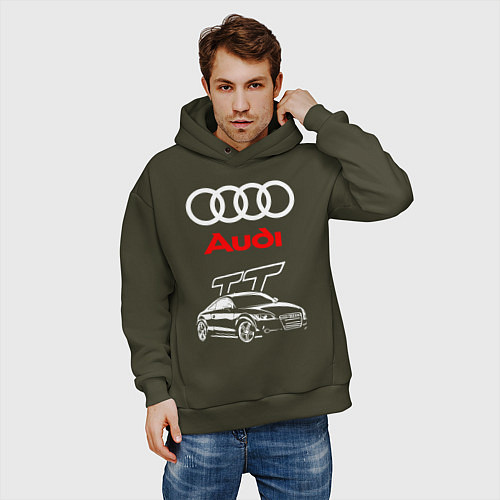 Мужское худи оверсайз AUDI TT АУДИ ТТ СПОРТ / Хаки – фото 3