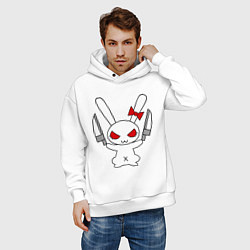Толстовка оверсайз мужская Зайка с ножами, цвет: белый — фото 2