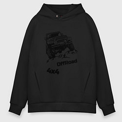 Толстовка оверсайз мужская Offroad 4х4, цвет: черный