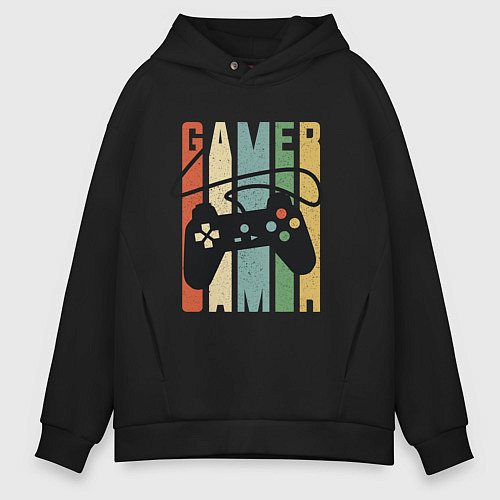 Мужское худи оверсайз Gamer vintage / Черный – фото 1