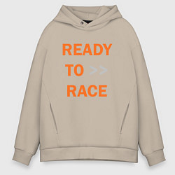 Толстовка оверсайз мужская KTM READY TO RACE спина Z, цвет: миндальный
