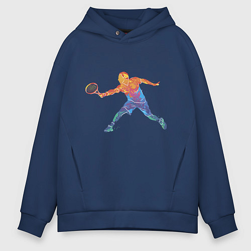 Мужское худи оверсайз Tennis player - man / Тёмно-синий – фото 1