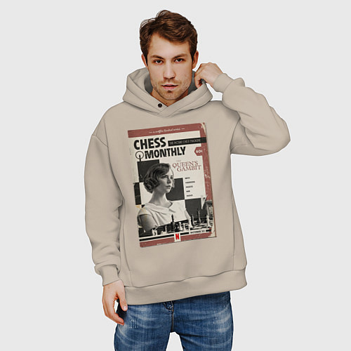 Мужское худи оверсайз Ход королевы / Миндальный – фото 3