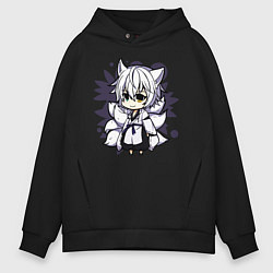 Толстовка оверсайз мужская Kitsune Chibi, цвет: черный