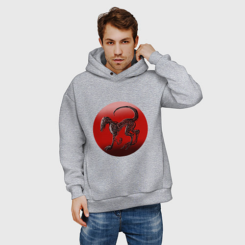 Мужское худи оверсайз Собака из лент / Меланж – фото 3