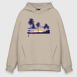 Толстовка оверсайз мужская ПАЛЬМЫ, цвет: миндальный