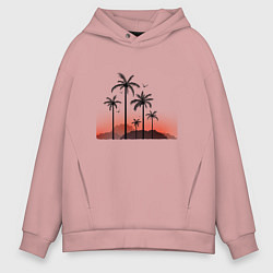 Толстовка оверсайз мужская Palm tree, цвет: пыльно-розовый