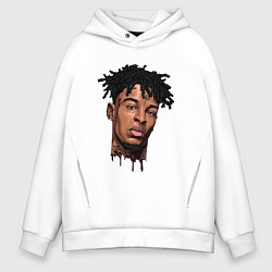 Толстовка оверсайз мужская 21 Savage, цвет: белый