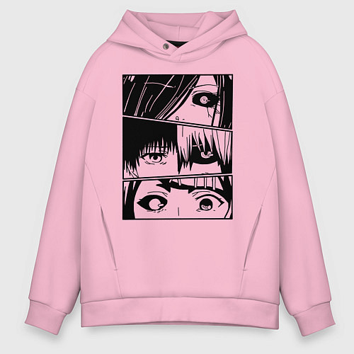 Мужское худи оверсайз Токийский Гуль / Светло-розовый – фото 1