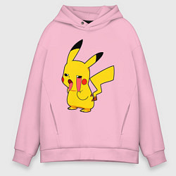 Толстовка оверсайз мужская Уставший Пикачу, цвет: светло-розовый