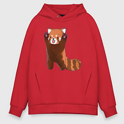 Толстовка оверсайз мужская Нападение милой панды, цвет: красный