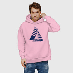 Толстовка оверсайз мужская Парусная лодка, цвет: светло-розовый — фото 2