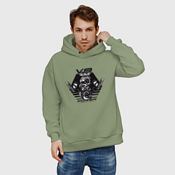 Толстовка оверсайз мужская Двигатель V8 Power, цвет: авокадо — фото 2