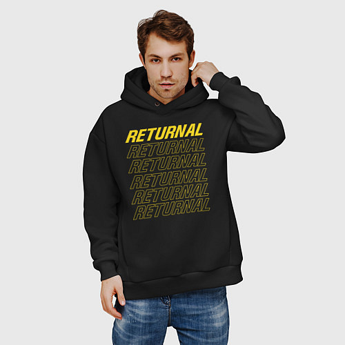 Мужское худи оверсайз Returnal logo / Черный – фото 3