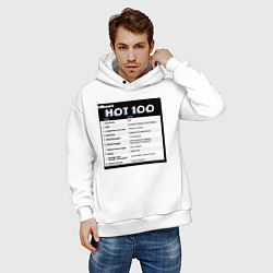 Толстовка оверсайз мужская BTS DYNAMITE BILLBOARD HOT-100, цвет: белый — фото 2