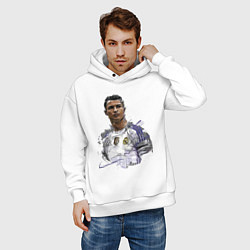 Толстовка оверсайз мужская Cristiano Ronaldo Manchester United Portugal, цвет: белый — фото 2