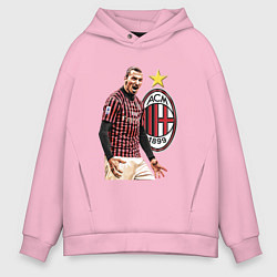 Толстовка оверсайз мужская Zlatan Ibrahimovic Milan Italy, цвет: светло-розовый