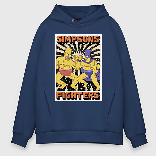 Мужское худи оверсайз Simpsons fighters / Тёмно-синий – фото 1