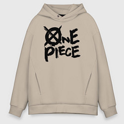 Толстовка оверсайз мужская One Piece Большой куш лого, цвет: миндальный