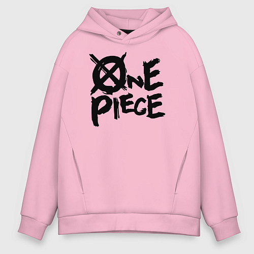 Мужское худи оверсайз One Piece Большой куш лого / Светло-розовый – фото 1