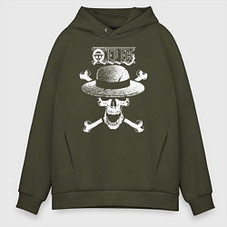 Толстовка оверсайз мужская Пираты Соломенной Шляпы One Piece, цвет: хаки