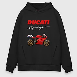 Толстовка оверсайз мужская DUCATI ДУКАТИ MOTOSPORT, цвет: черный