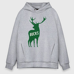 Толстовка оверсайз мужская NBA - Bucks, цвет: меланж
