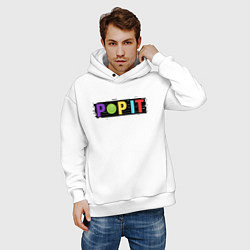 Толстовка оверсайз мужская Pop It - Glitch, цвет: белый — фото 2