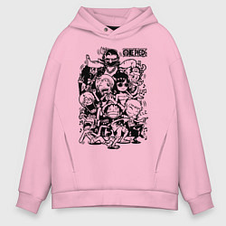Толстовка оверсайз мужская Персонажи Ван-Пис Большой куш, цвет: светло-розовый