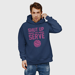 Толстовка оверсайз мужская Shut Up And Serve, цвет: тёмно-синий — фото 2