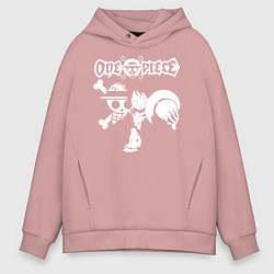 Толстовка оверсайз мужская One Piece Манки Д Луффи, цвет: пыльно-розовый