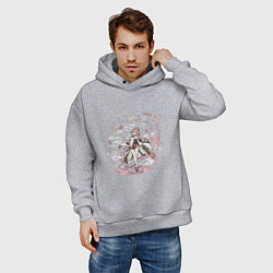 Толстовка оверсайз мужская Яэ Мико в деле, цвет: меланж — фото 2