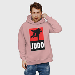 Толстовка оверсайз мужская Judo, цвет: пыльно-розовый — фото 2