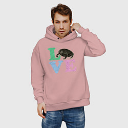 Толстовка оверсайз мужская Дождевая жаба лав love, цвет: пыльно-розовый — фото 2