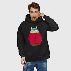Толстовка оверсайз мужская Totoro Cartman, цвет: черный — фото 2