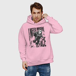 Толстовка оверсайз мужская Космонавт скелет, цвет: светло-розовый — фото 2